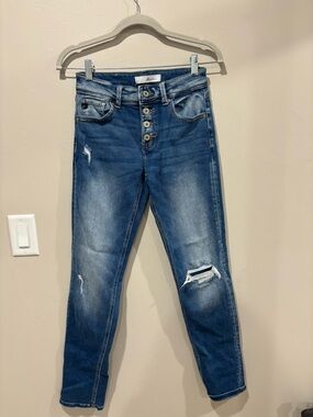 KanCan Medium Blue Distressed High-Rise Skinny Jeans